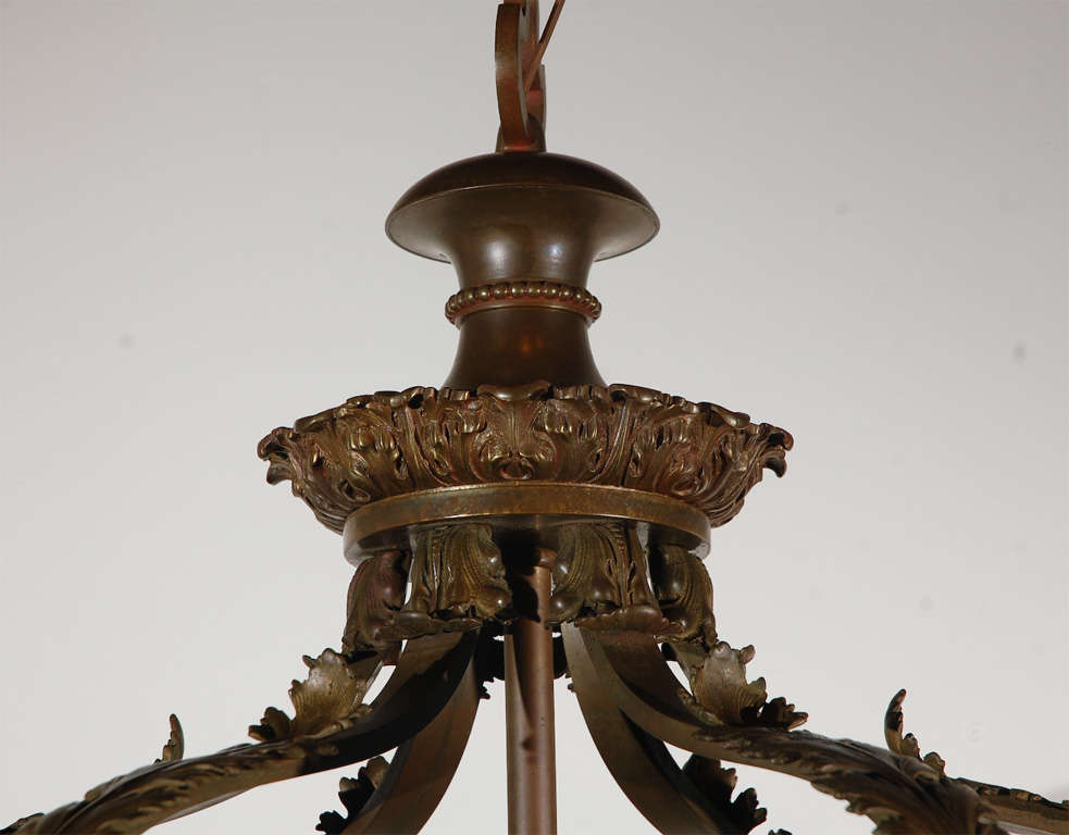 Bronzo Lampadario vittoriano in cristallo e bronzo in vendita