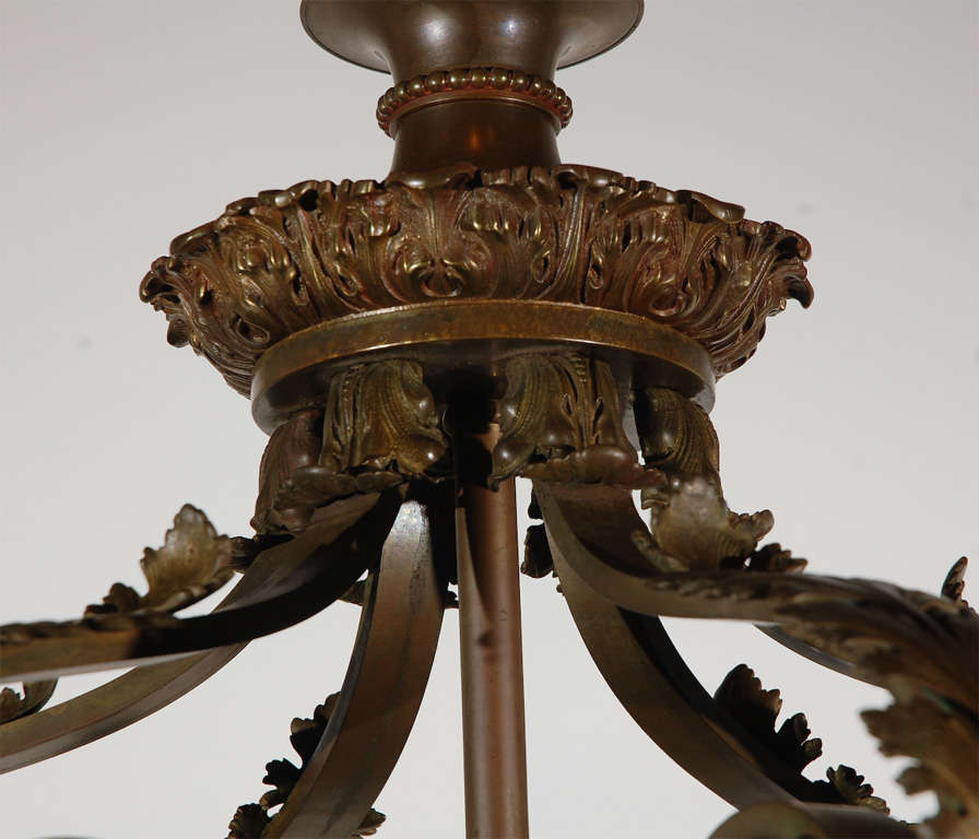 Victorian Crystal and Bronze Chandelier For Sale 2