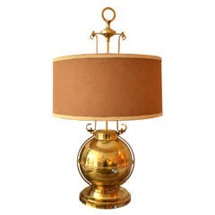 Vintage Large Victorian Varnish Brass Lamp, ca. 1950.