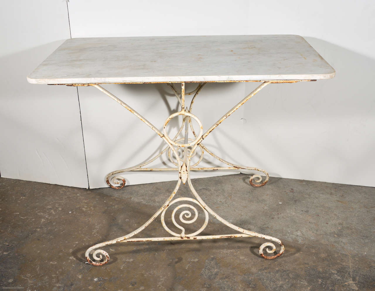 19th century French iron and marble pastry table