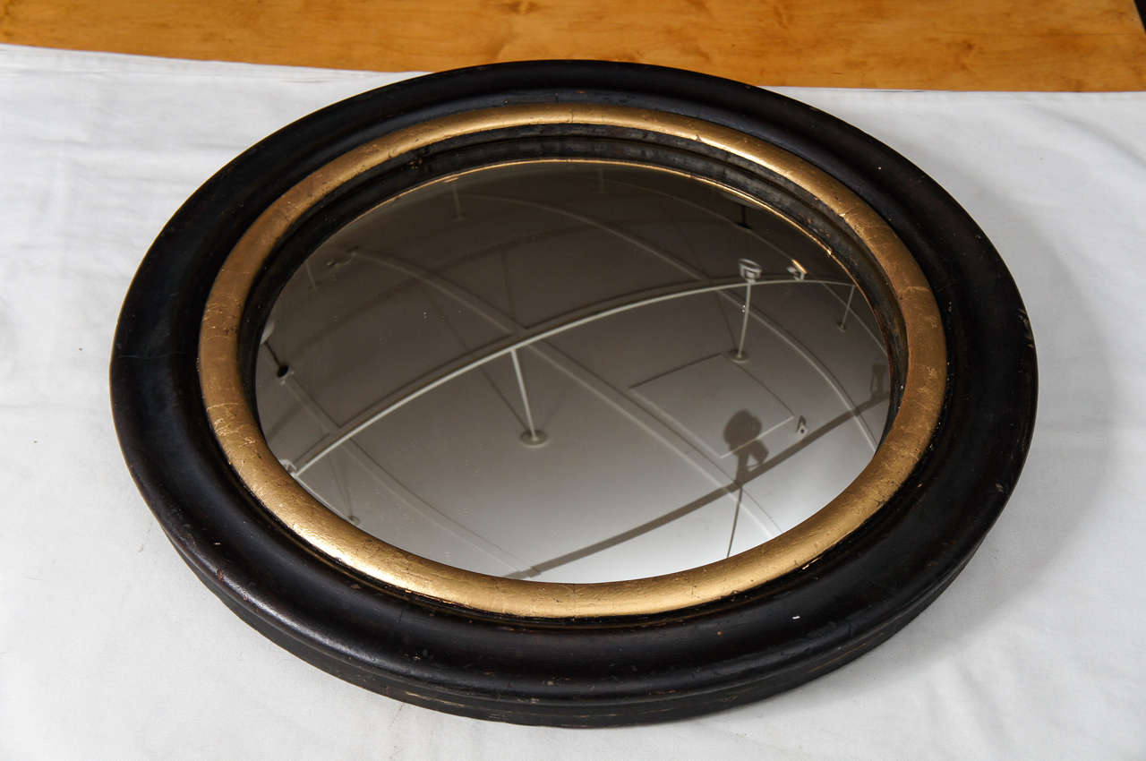 Beautifully Simple Round Frame with Gilt Band Holding a Convex Mirror