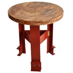 Golden Gate Steel Base Side Table with Mango Wood Top