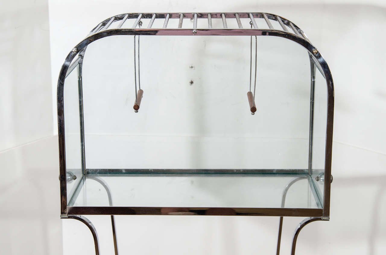 Art Deco Glass and Chrome Birdcage In Good Condition For Sale In Stamford, CT