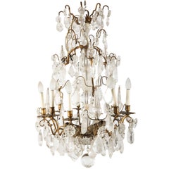 A  Louis XV period gilded bronze rock crystal chandelier