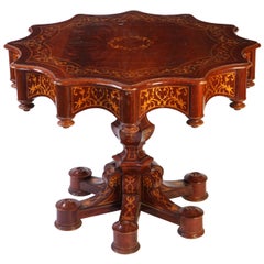 Fina mesa de centro con marquetería italiana del siglo XIX