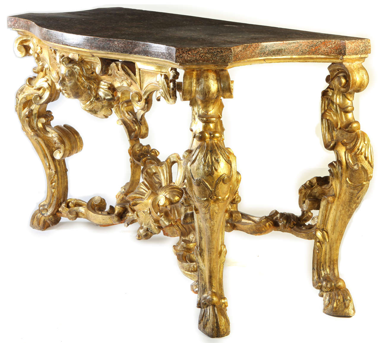 18th Century and Earlier Fine Pair of Italian Mid-18th Century Giltwood Consoles