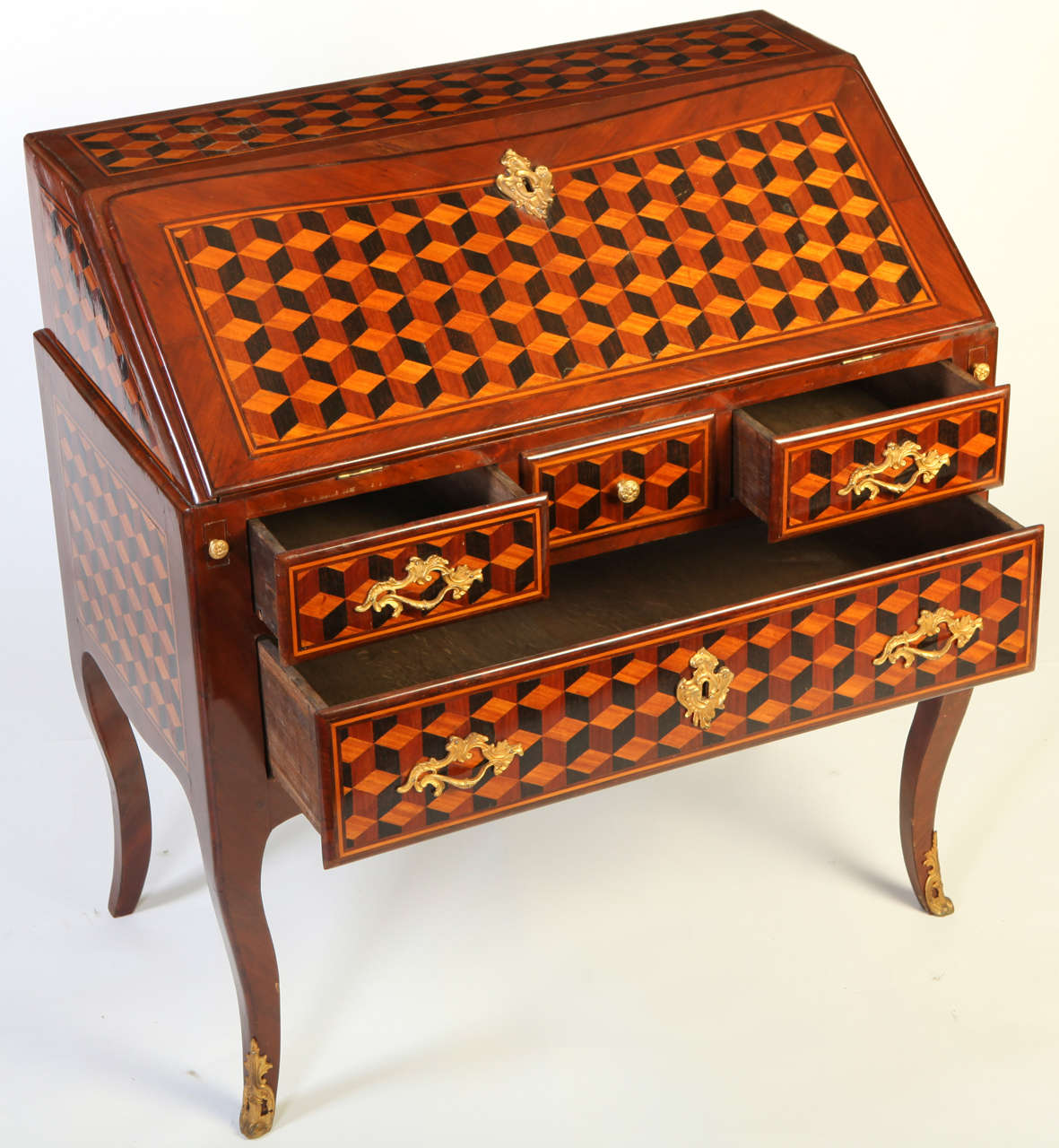 A French    Marqueterie   Bureau De Dame 1