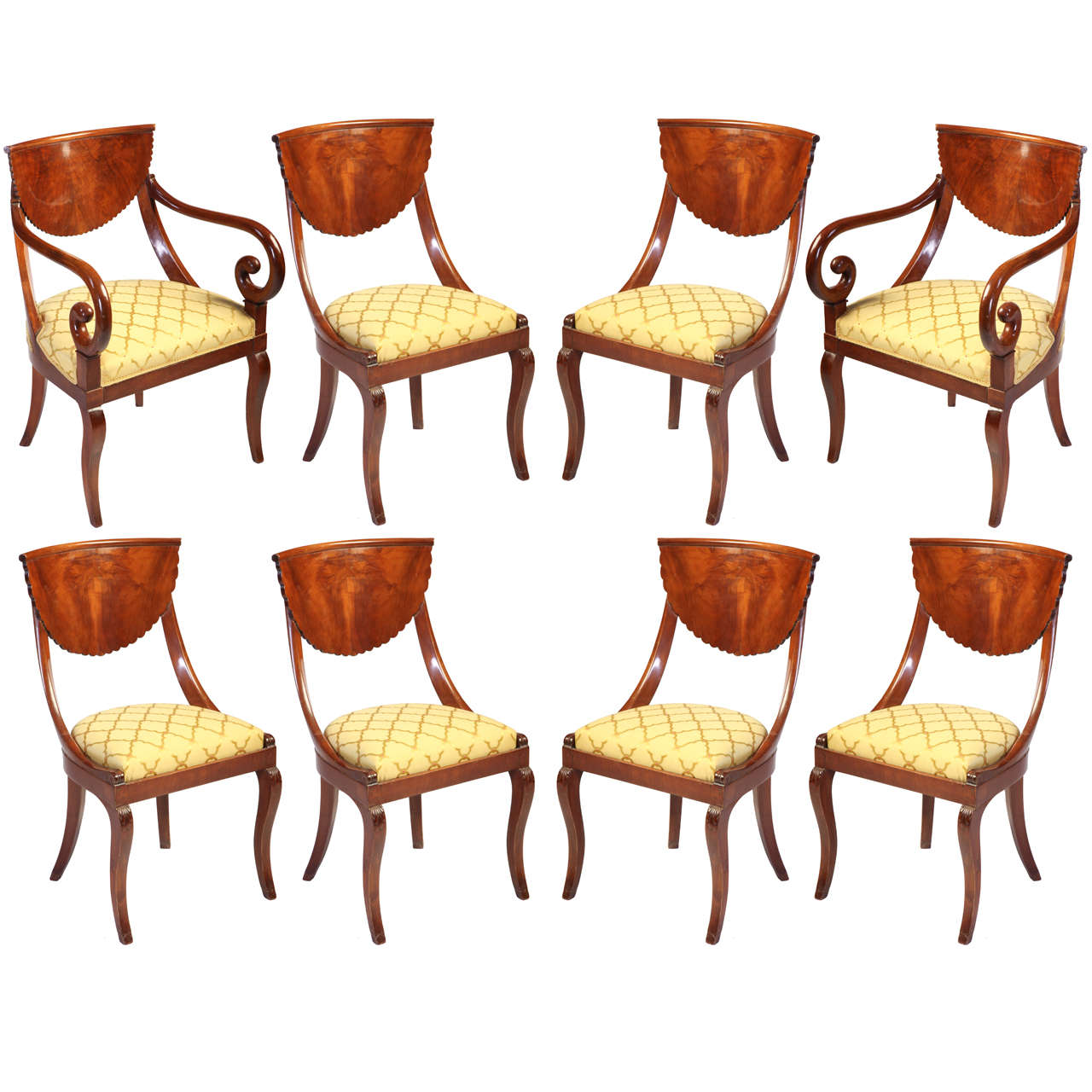 Fine Set of  Italian Eight Chairs and a Pair of Armchairs 