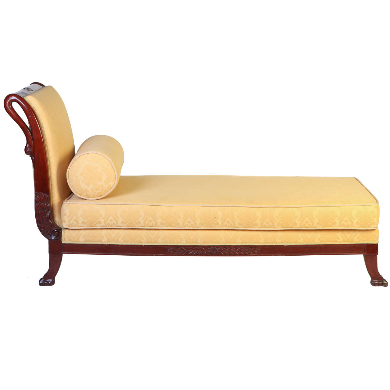 Jamaican Cuban Mahogany Upholstered Sofa with Acanthus and Lion Paw