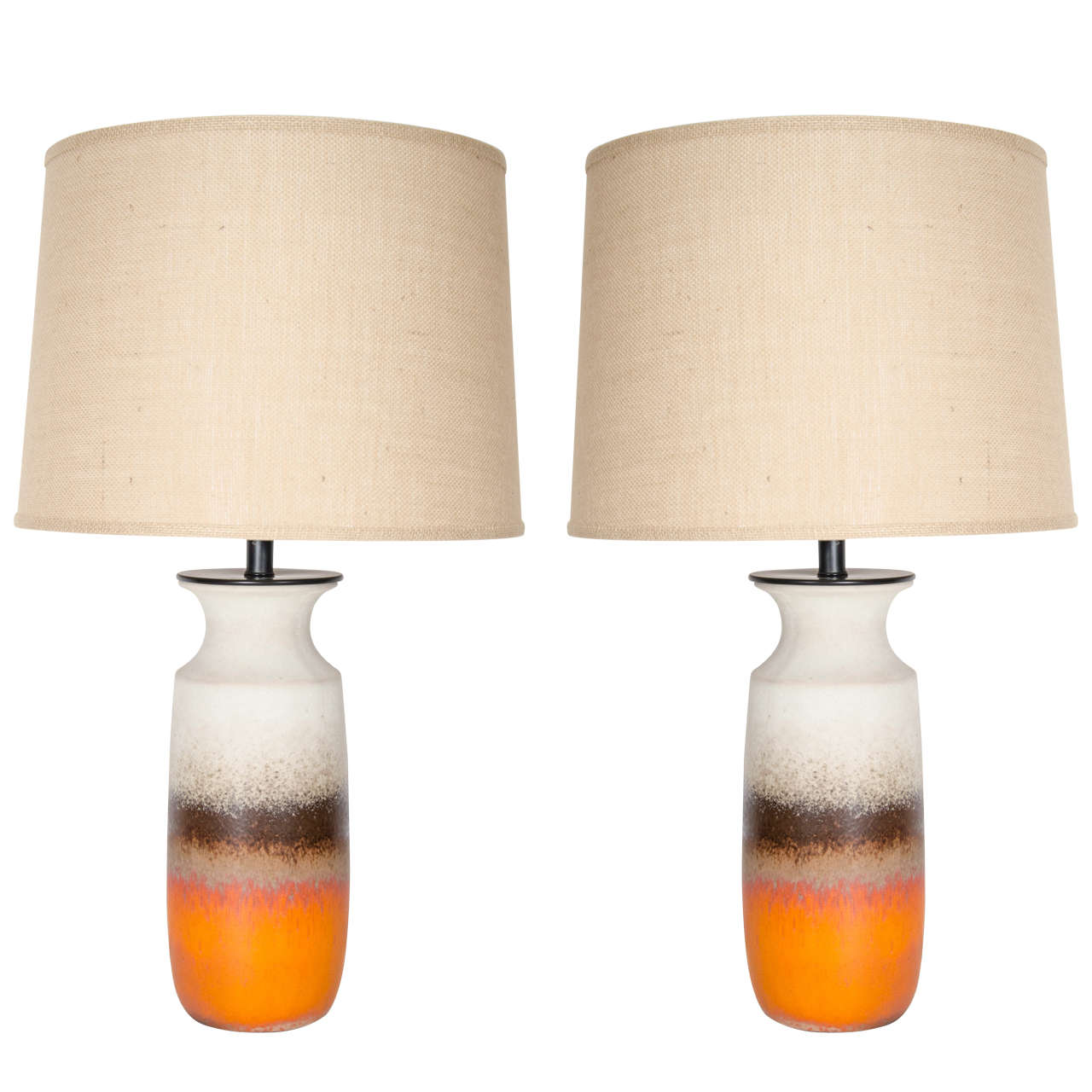 Pair of West German Pottery Lamps for Raymor