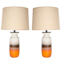 Pair of West German Pottery Lamps for Raymor