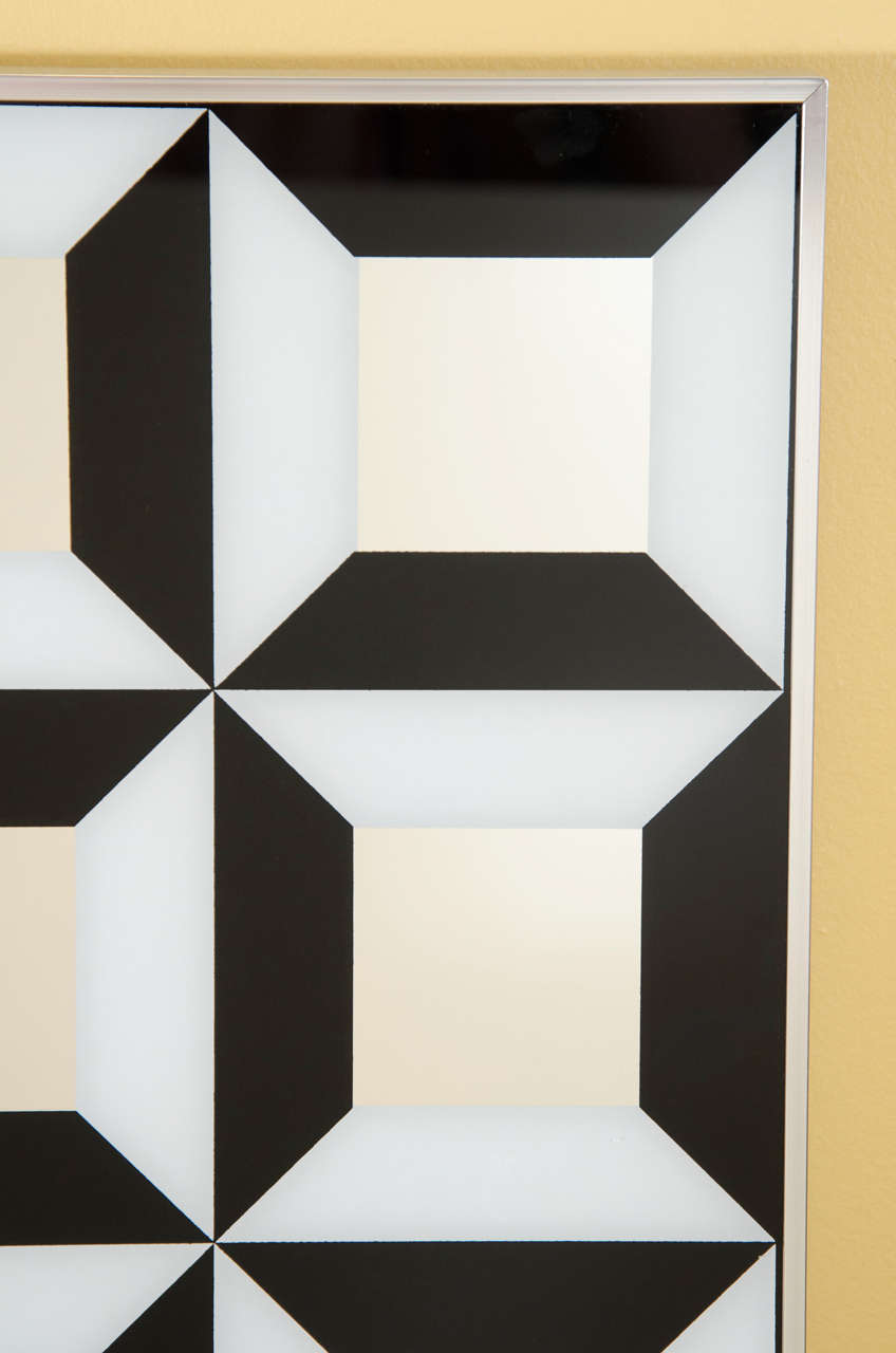 Black and White Op Art Mirror at 1stDibs black and white mirrors