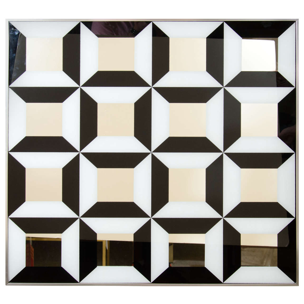 Black and White Op Art Mirror at 1stDibs black and white mirrors