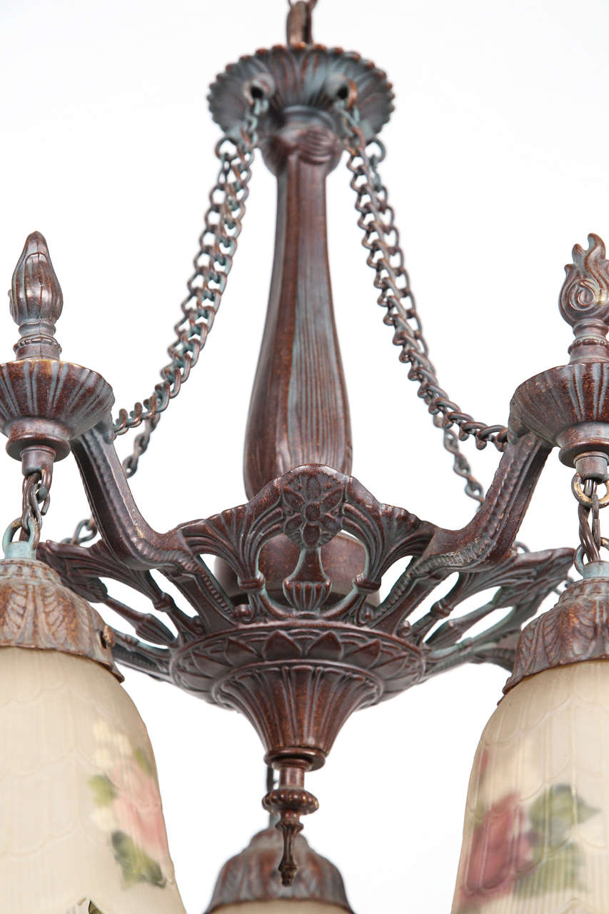 Nickle Plated Art Nouveau Five Light Chandelier 2