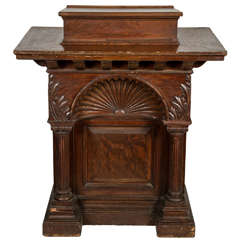 Used Carved Tiger Oak Podium with Columns