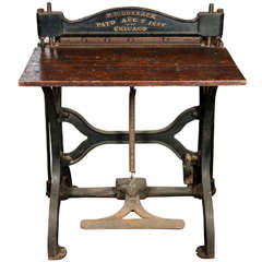 1886 Wood and Cast Iron Paper Cutter by F. P. Rossback