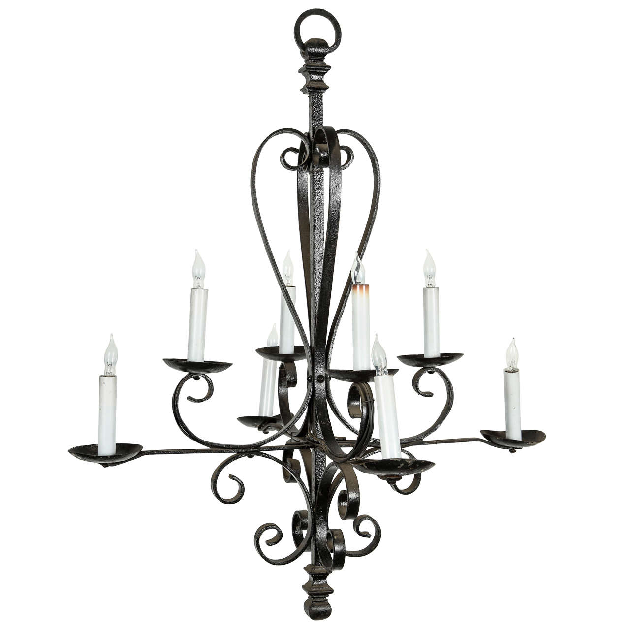 Eight-Candle Wrought Iron Chandelier