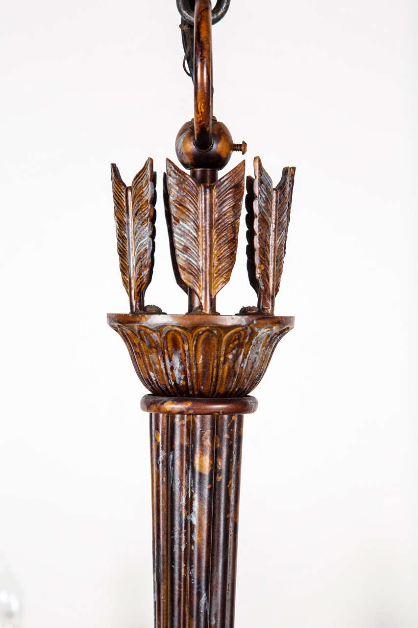 20th Century Six Candle Federal Bronze Chandelier