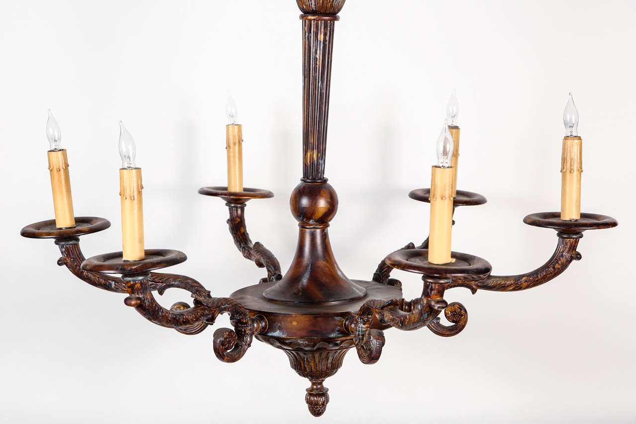 Six Candle Federal Bronze Chandelier 4