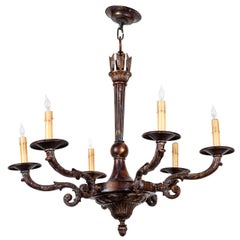 Six Candle Federal Bronze Chandelier