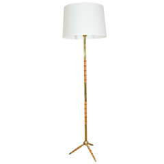 Jacques Adnet Bamboo And Brass Floor Lamp