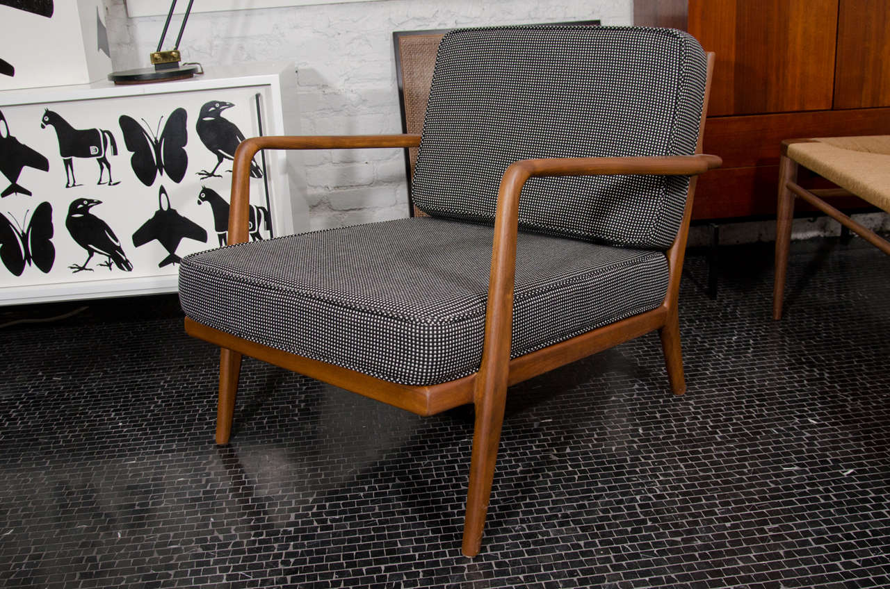 Mid-20th Century Solid walnut, Mel Smilow lounge chair and ottoman