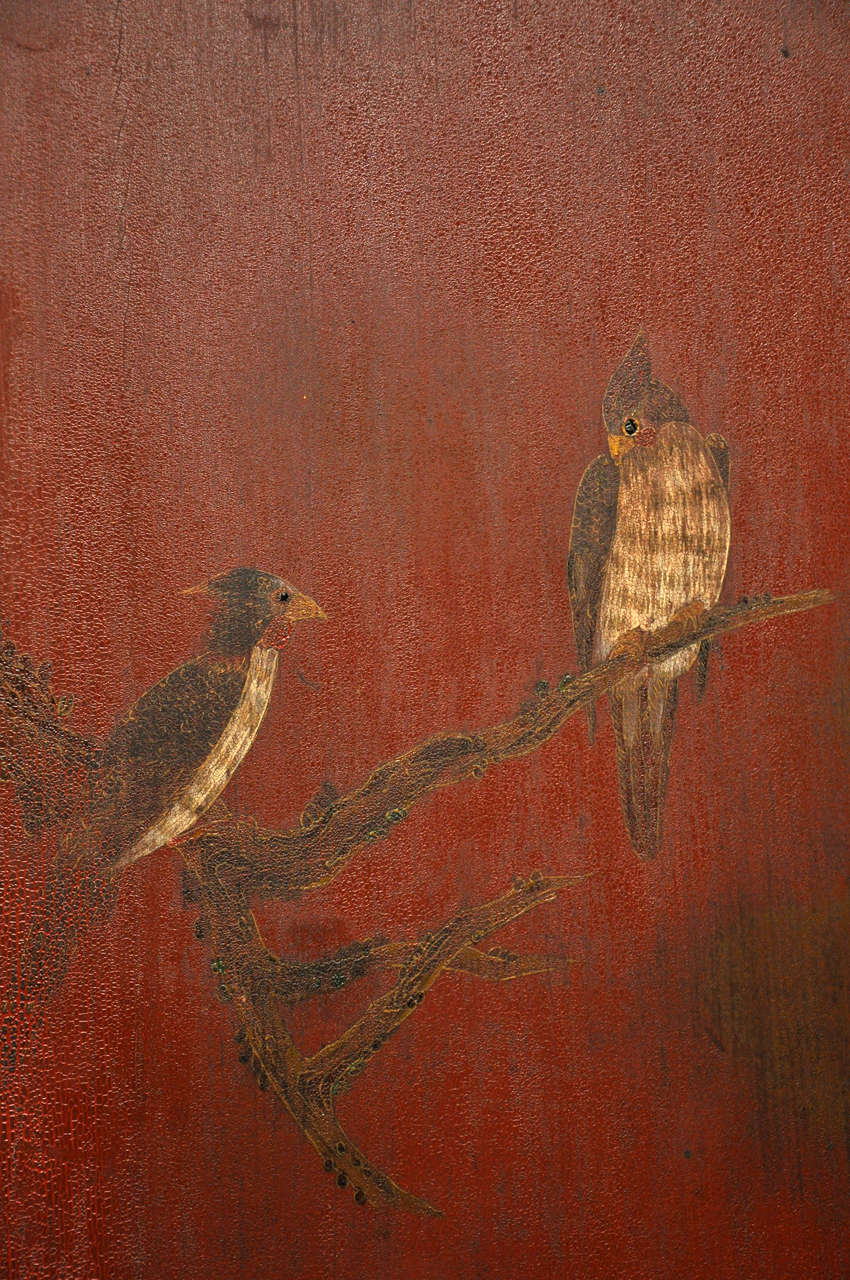 Paint Pair of Antique Asian Screens For Sale