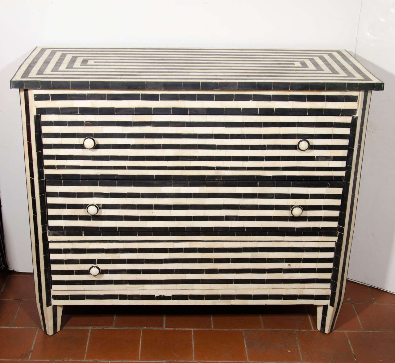 Indian Bone and Horn Inlay Striped Bureau