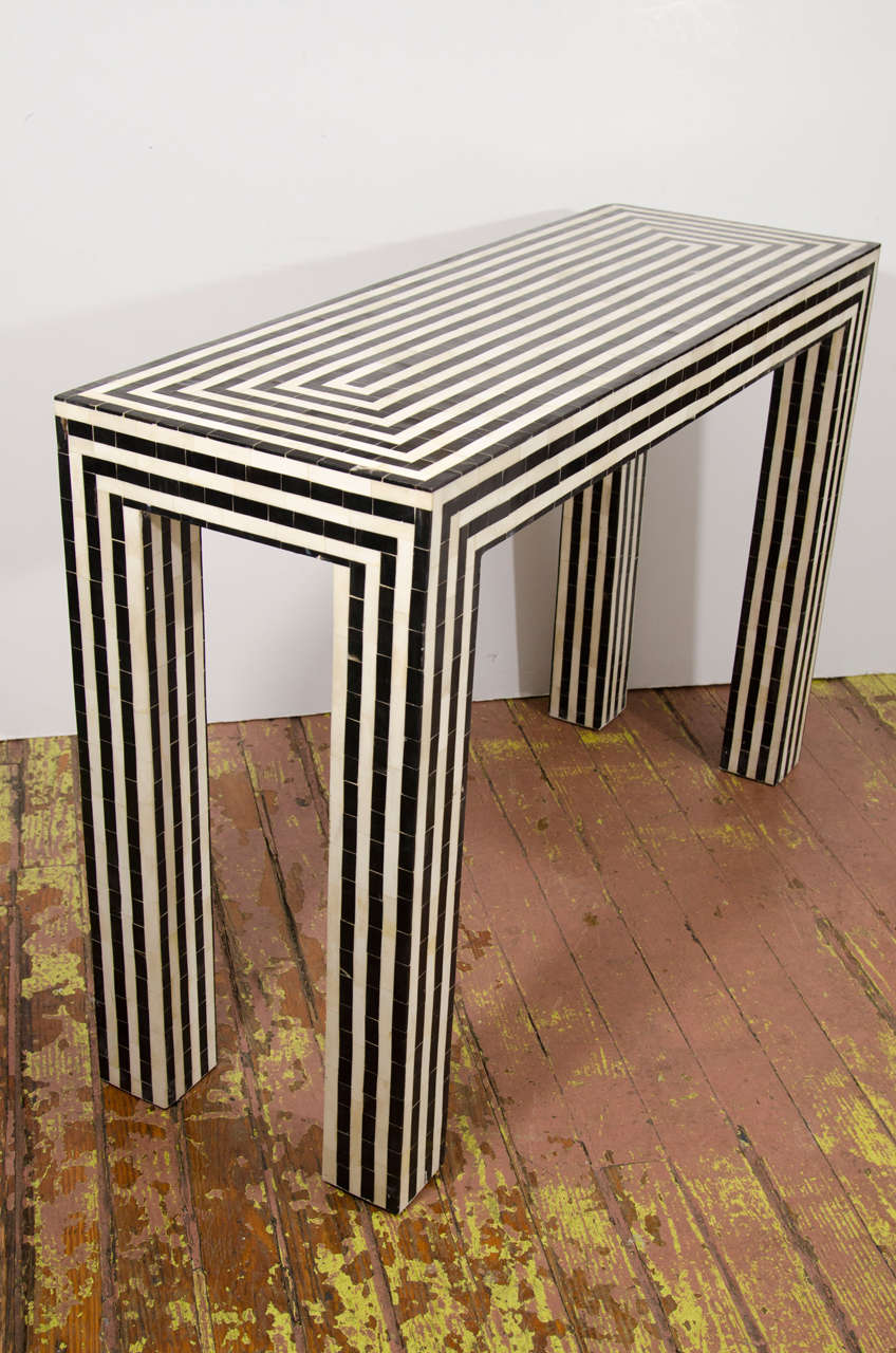 black and white console table