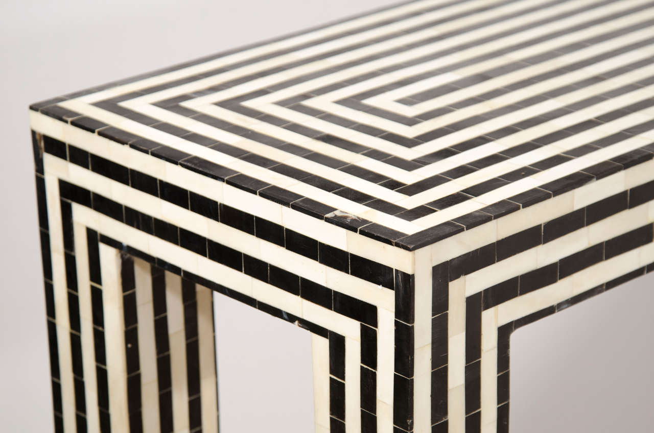 striped console table