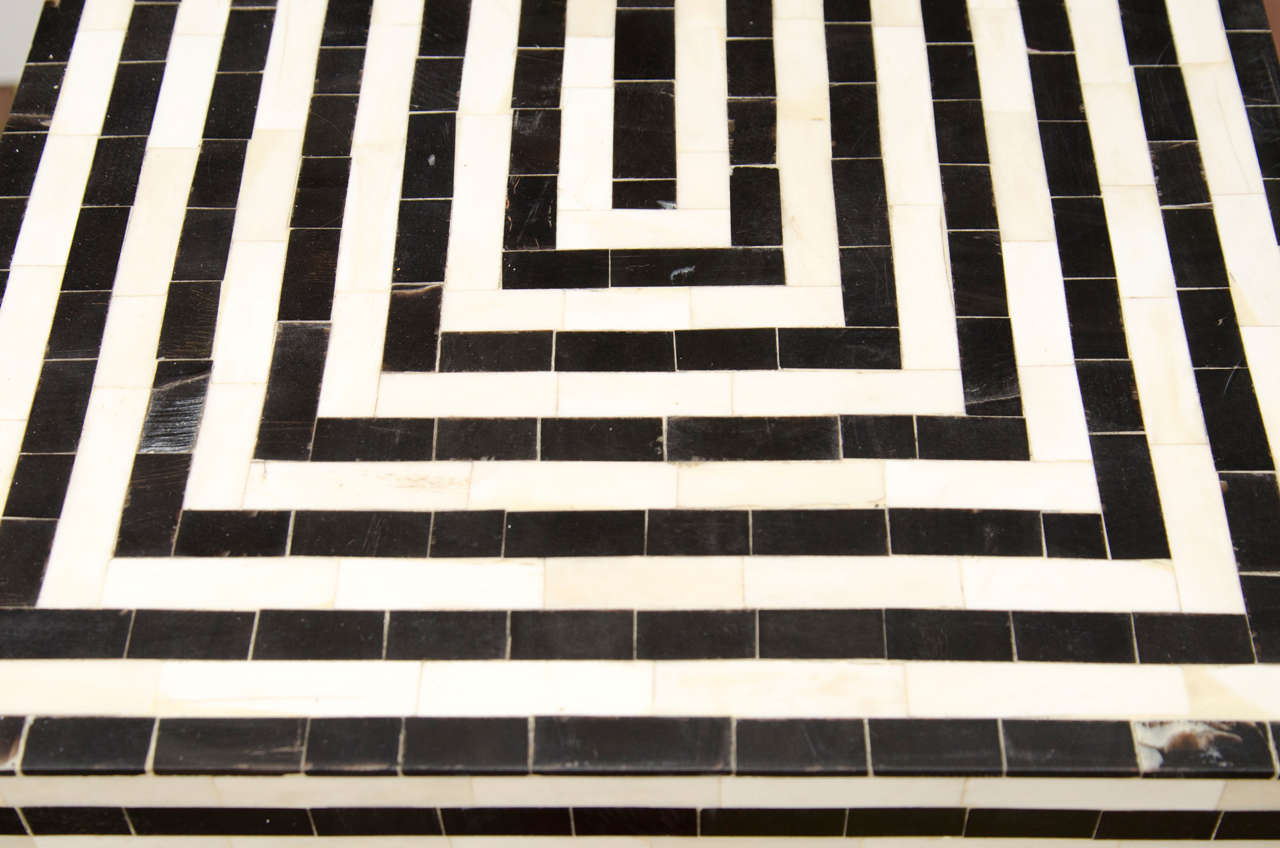 Indian Bone Inlay Black & White Striped Console 1