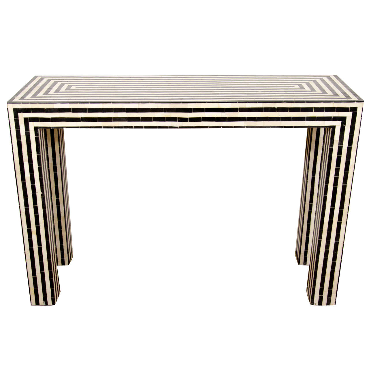 Indian Bone Inlay Black & White Striped Console