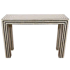 Indian Bone Inlay Black & White Striped Console