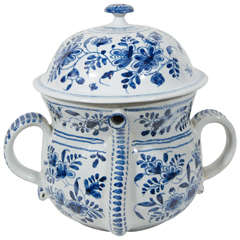 Antique Delft Blue and White Possett Pot