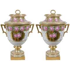 Pair Large Antique English Porcelain Vases Made circa 1810