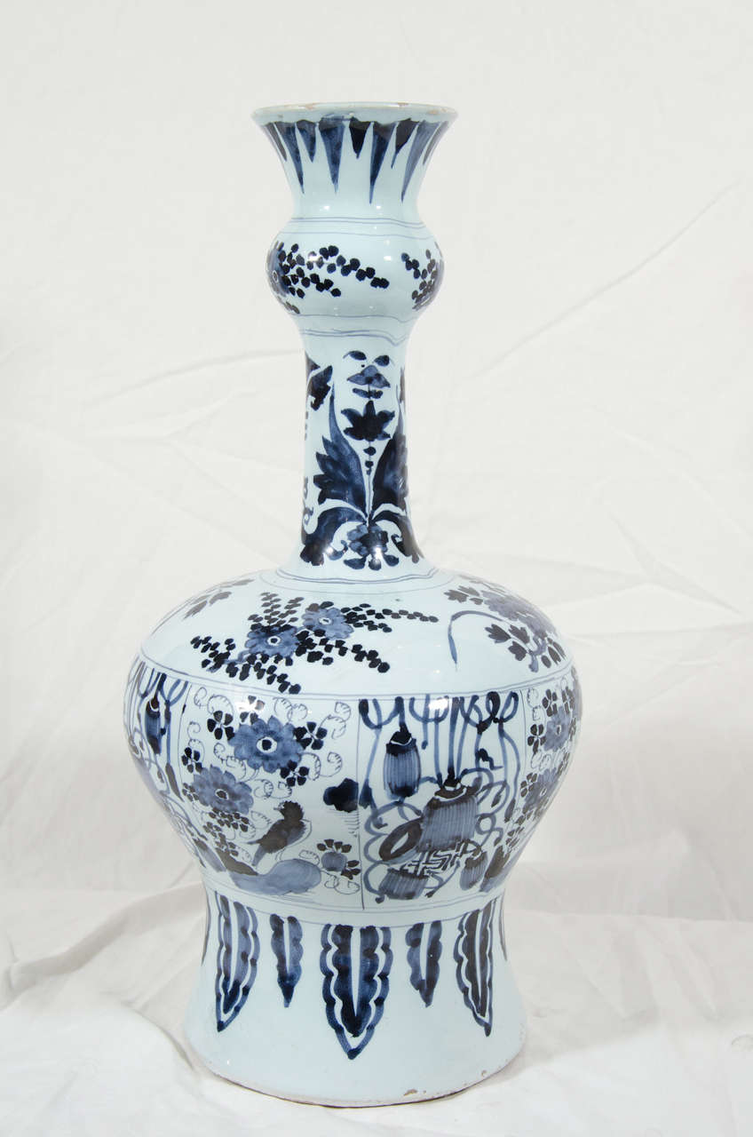 Pair of Large Dutch Delft Blue and White Vases