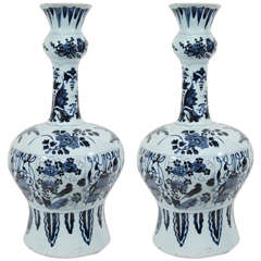 Große holländische Delfter Vasen in Blau und Weiß, Paar