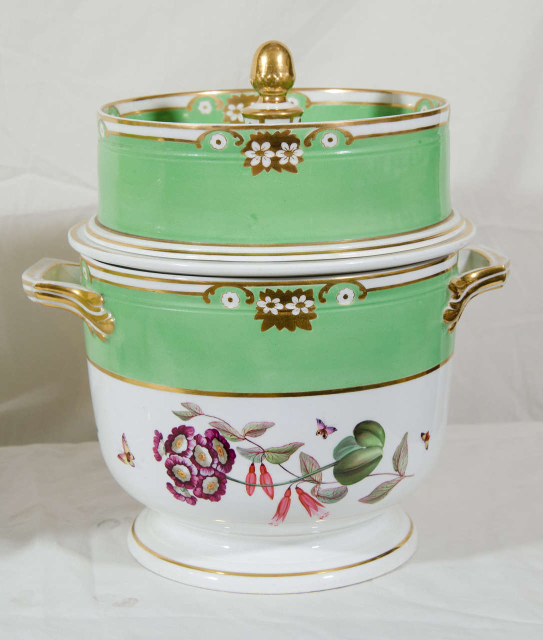 English Pair of Derby Apple Green Ice Pails
