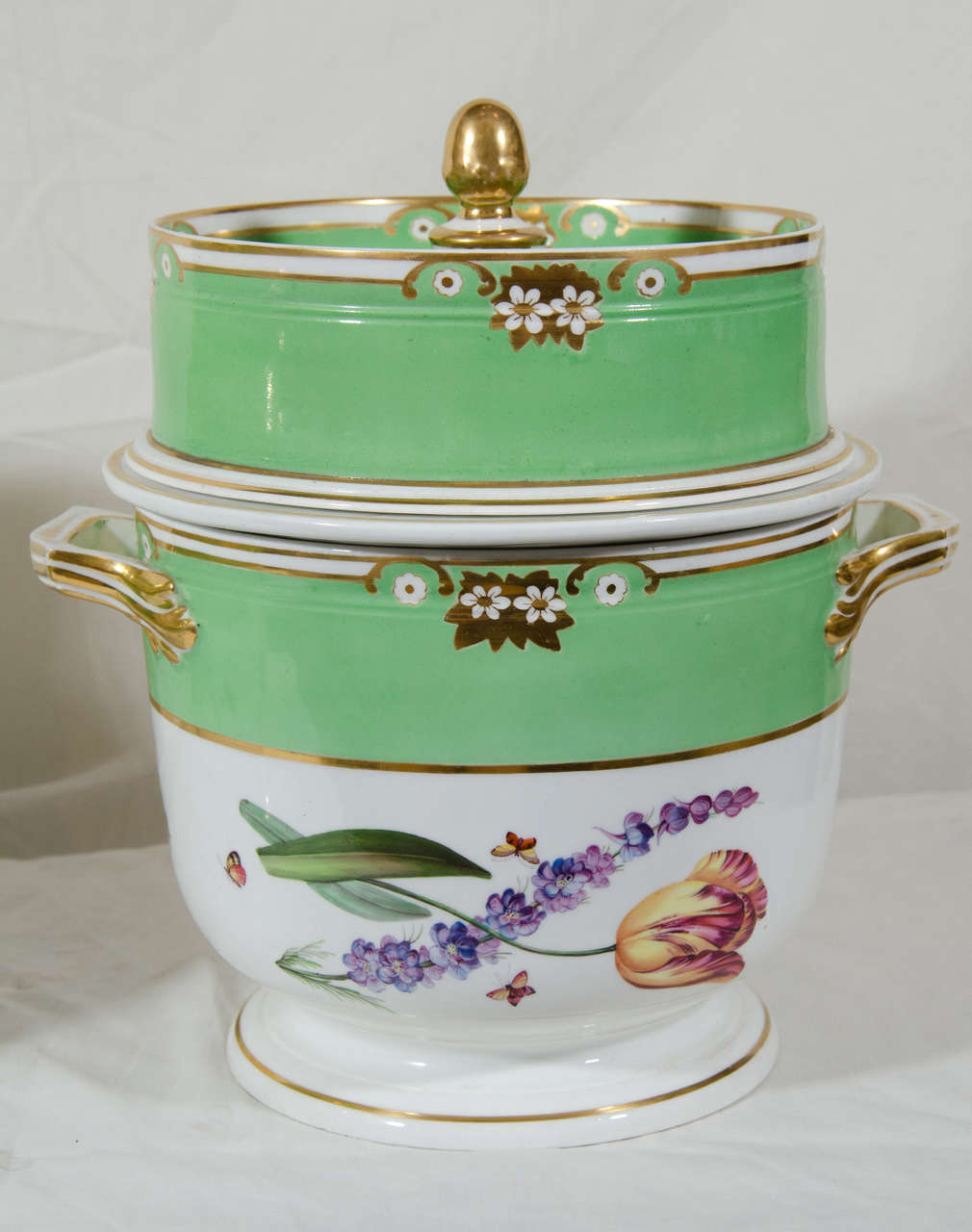 Pair of Derby Apple Green Ice Pails In Excellent Condition In Katonah, NY