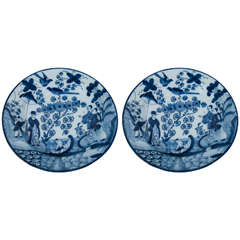 Pair of 18th Century Dutch Delft Blue and White Chargers