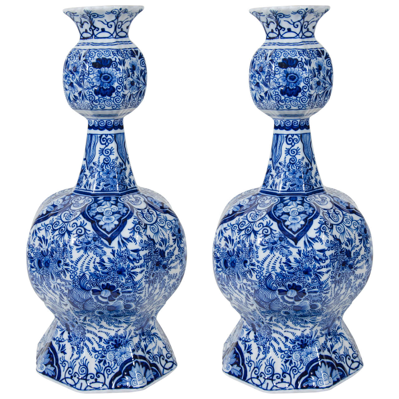 Pair of Dutch Delft Blue and White Vases at 1stDibs
