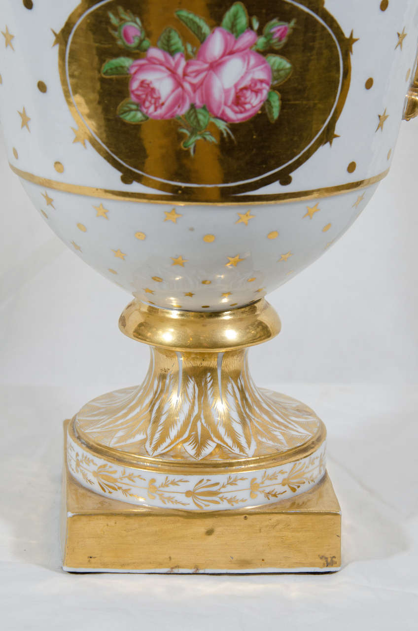 Pair Large Antique English Porcelain Vases Made circa 1810 For Sale at