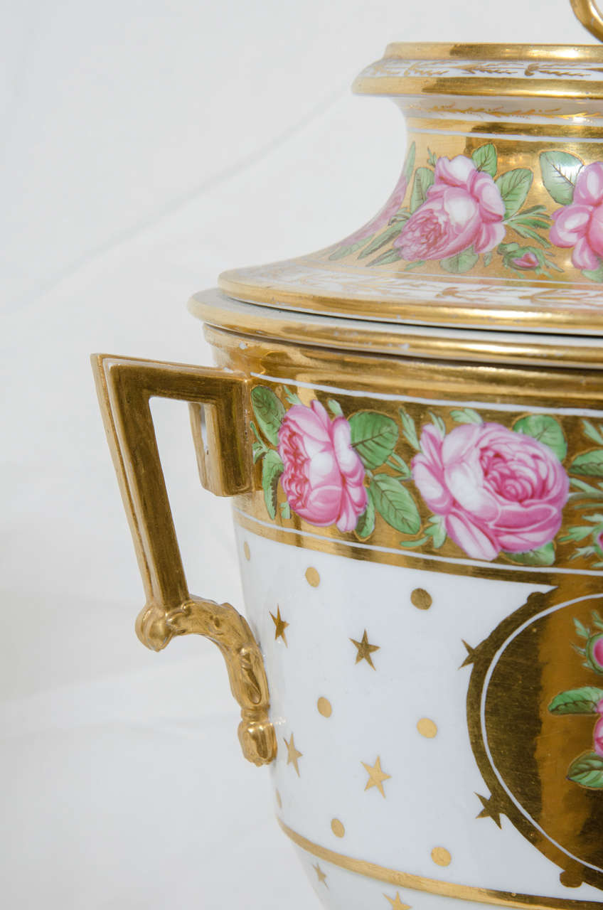 Pair Large Antique English Porcelain Vases Made circa 1810 For Sale at