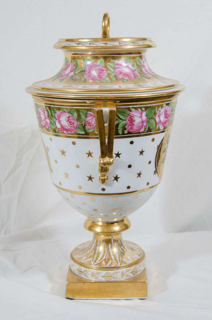 Pair Large Antique English Porcelain Vases Made circa 1810 For Sale at