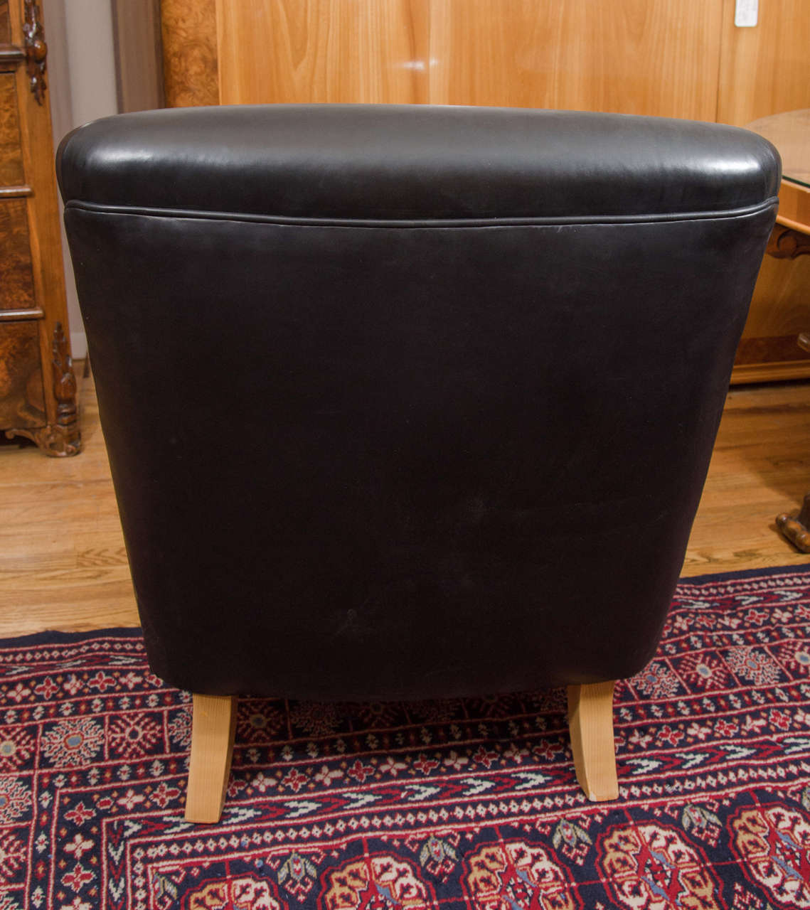 Mid-20th Century Art Deco Club Chair in Motorcycle Leather