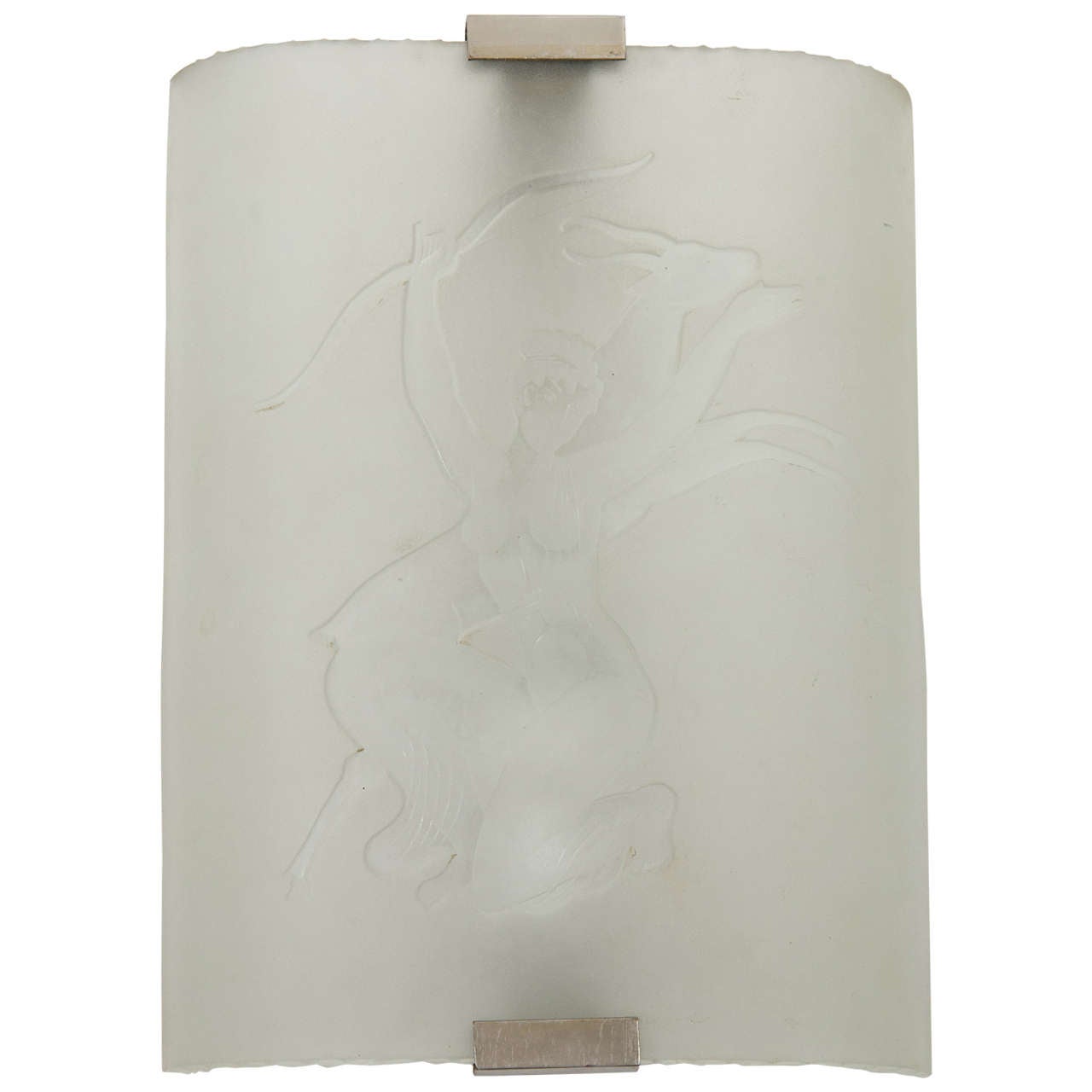 Frosted Art Deco Orrefors "Goddess" Wall Sconce For Sale