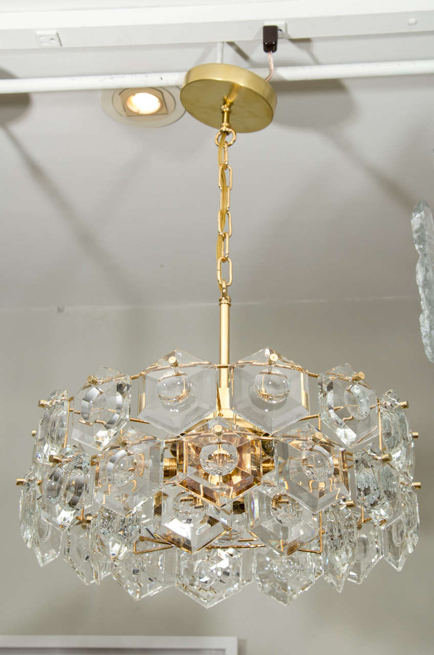 Kinkeldey Goldplate Geometric Crystal Chandelier For Sale at 1stDibs