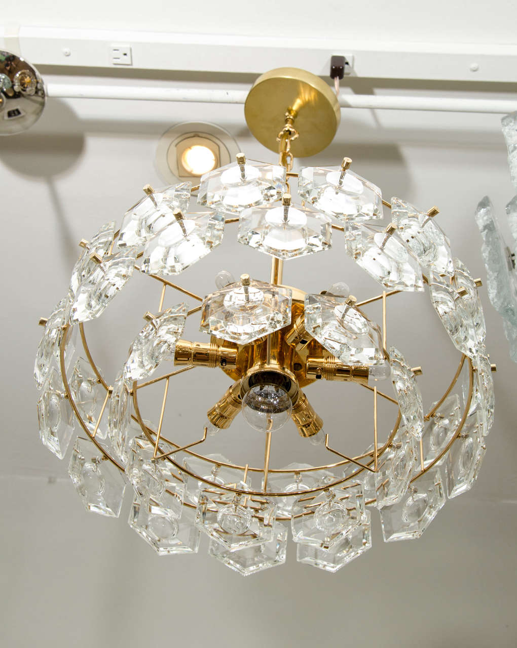 Kinkeldey Goldplate Geometric Crystal Chandelier For Sale at 1stDibs