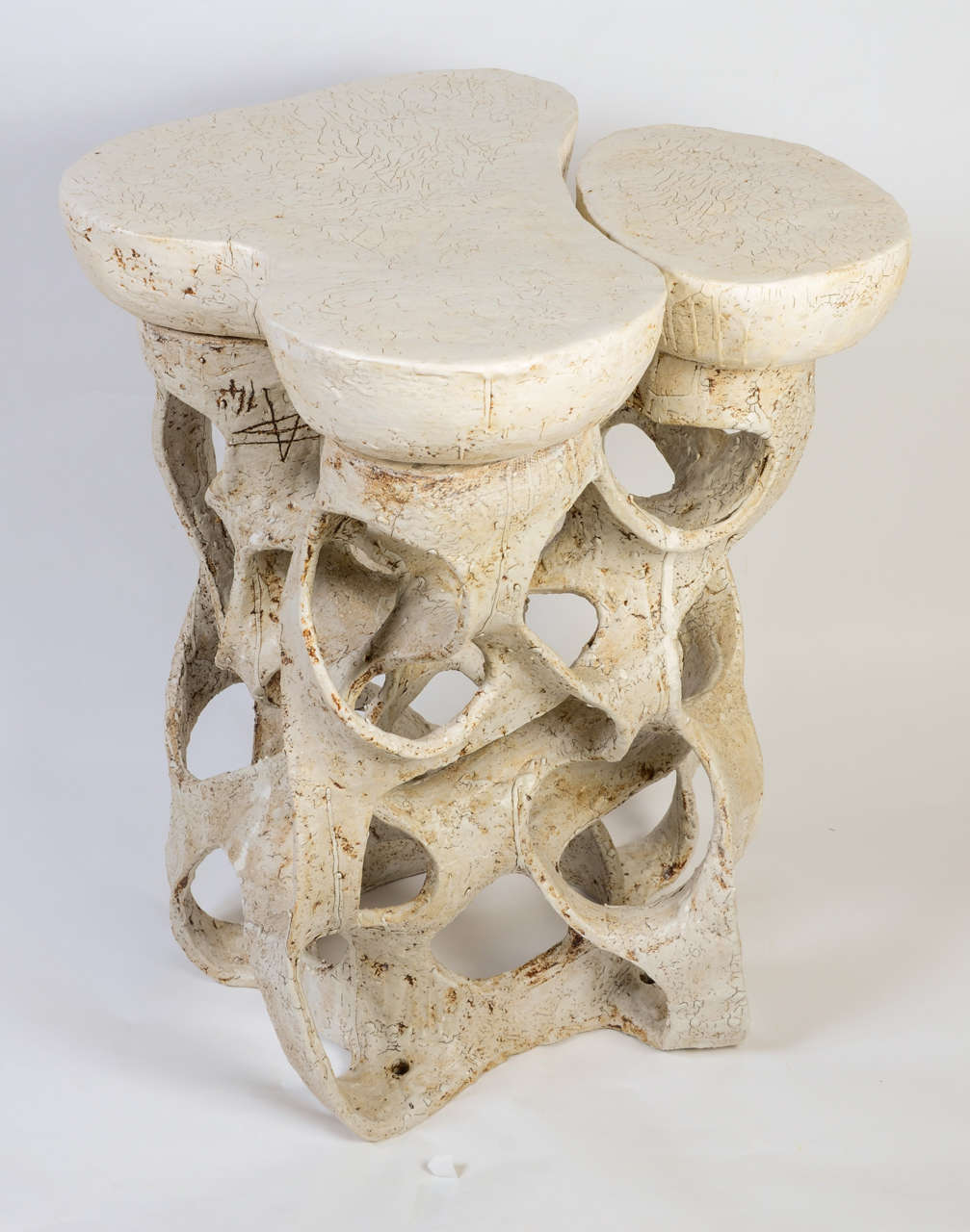 Unique ceramic side tables by Agnes Debizet.