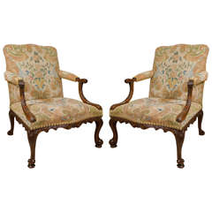 Fine Pair of George II Carved Gainsborough Chairs